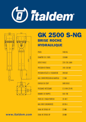 Hydraulická bourací kladiva Italdem GK 2500 S-NG