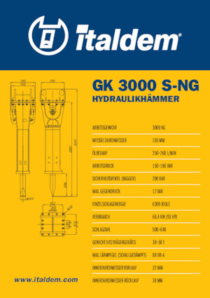 Hydraulická bourací kladiva Italdem GK 3000 S-NG