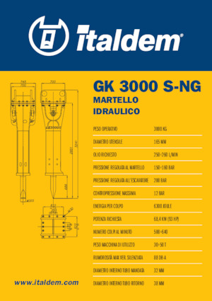 Hydraulická bourací kladiva Italdem GK 3000 S-NG
