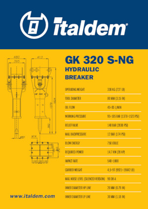 Hydraulická bourací kladiva Italdem GK 320 S-NG
