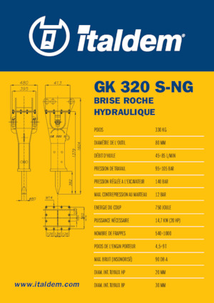 Hydraulická bourací kladiva Italdem GK 320 S-NG