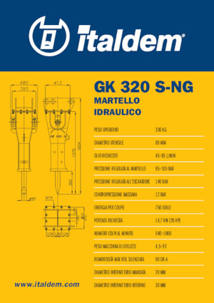 Hydraulická bourací kladiva Italdem GK 320 S-NG