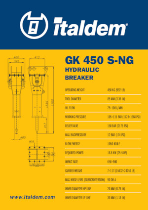 Hydraulická bourací kladiva Italdem GK 450 S-NG