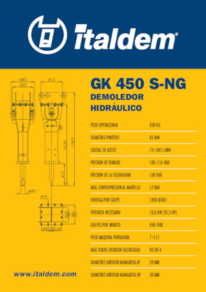 Hydraulická bourací kladiva Italdem GK 450 S-NG
