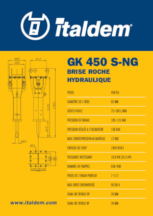 Hydraulická bourací kladiva Italdem GK 450 S-NG