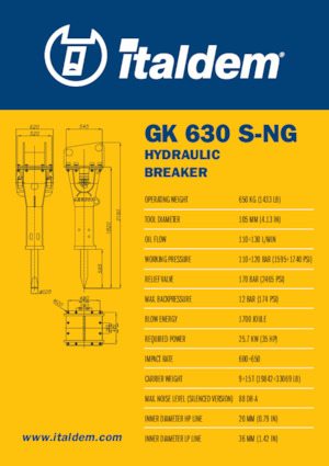 Hydraulická bourací kladiva Italdem GK 630 S-NG