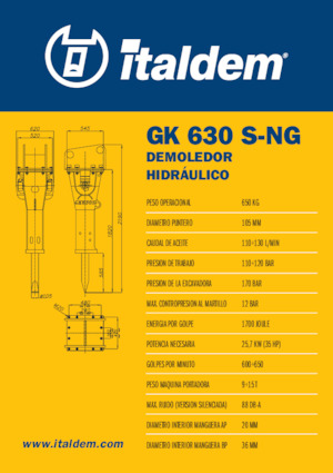 Hydraulická bourací kladiva Italdem GK 630 S-NG