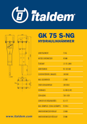 Hydraulická bourací kladiva Italdem GK 75 S-NG