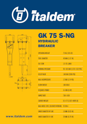 Hydraulická bourací kladiva Italdem GK 75 S-NG