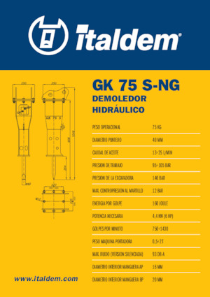 Hydraulická bourací kladiva Italdem GK 75 S-NG