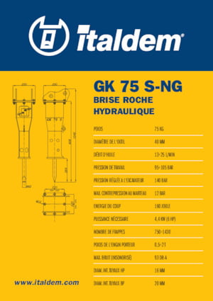 Hydraulická bourací kladiva Italdem GK 75 S-NG