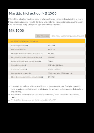 Hydraulická bourací kladiva Epiroc MB 1000