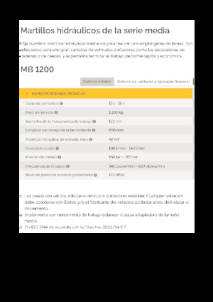 Hydraulická bourací kladiva Epiroc MB 1200