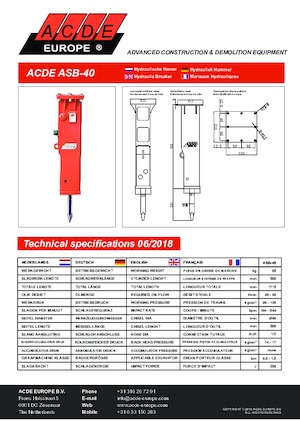 Hydraulická bourací kladiva ACDE ASB40