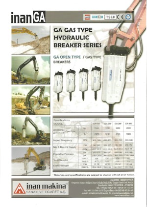 Hydraulická bourací kladiva Inan Makina GA400