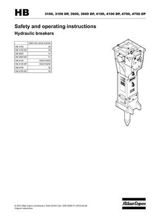 Hydraulická bourací kladiva Atlas Copco HB 3100