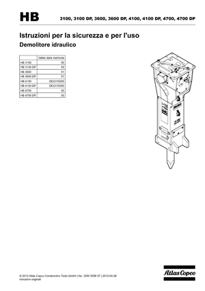 Hydraulická bourací kladiva Atlas Copco HB 3100