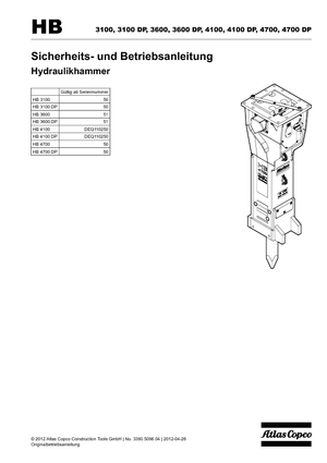 Hydraulická bourací kladiva Atlas Copco HB 3100