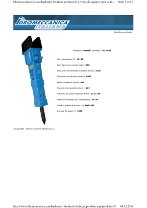 Hydraulická bourací kladiva Idromeccanica IMI 1010