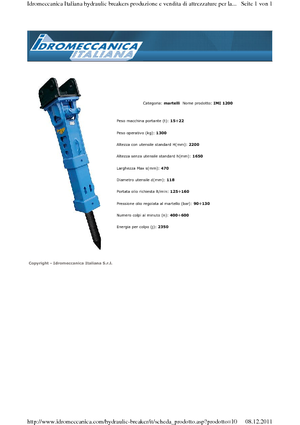 Hydraulická bourací kladiva Idromeccanica IMI 1200