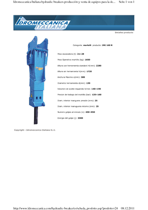 Hydraulická bourací kladiva Idromeccanica IMI 160 R