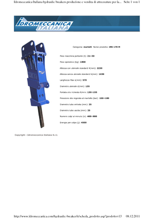 Hydraulická bourací kladiva Idromeccanica IMI 170 M