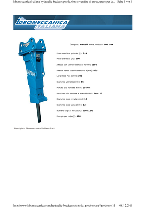 Hydraulická bourací kladiva Idromeccanica IMI 18 M