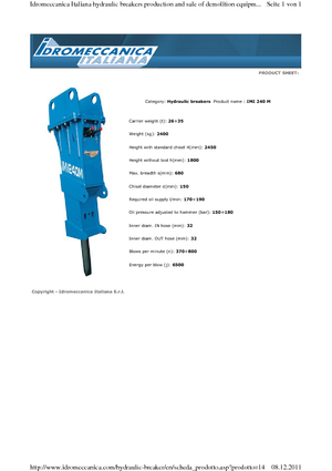 Hydraulická bourací kladiva Idromeccanica IMI 240 M