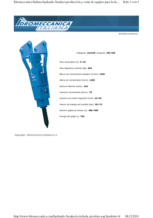 Hydraulická bourací kladiva Idromeccanica IMI 260