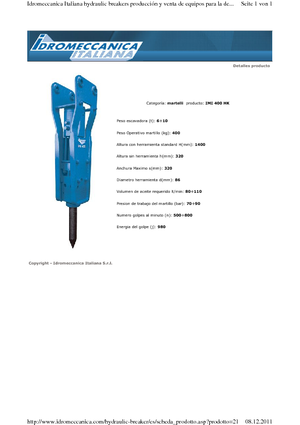 Hydraulická bourací kladiva Idromeccanica IMI 400