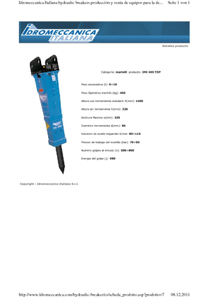 Hydraulická bourací kladiva Idromeccanica IMI 400 Top
