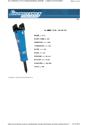 Hydraulická bourací kladiva Idromeccanica IMI 400 Top