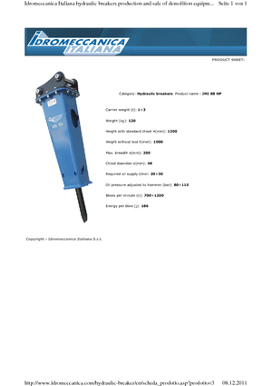 Hydraulická bourací kladiva Idromeccanica IMI 88