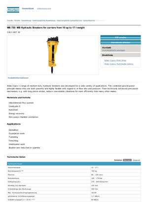 Hydraulická bourací kladiva Atlas Copco MB 750