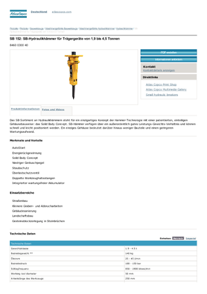 Hydraulická bourací kladiva Atlas Copco SB 152