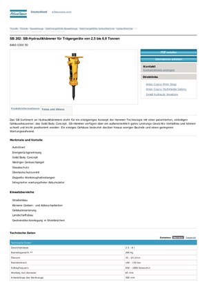 Hydraulická bourací kladiva Atlas Copco SB 202