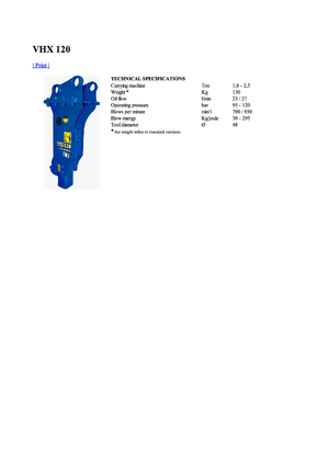 Hydraulická bourací kladiva Vistarini VHX 120