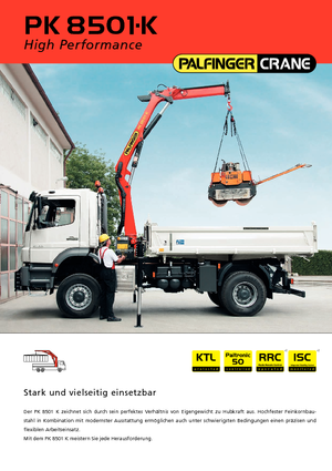 Hydraulické nakládací jeřáby Palfinger PK 8501 K