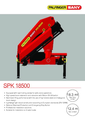Hydraulické nakládací jeřáby Sany SPK 18500 A