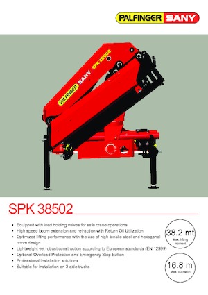 Hydraulické nakládací jeřáby Sany SPK 38502 E