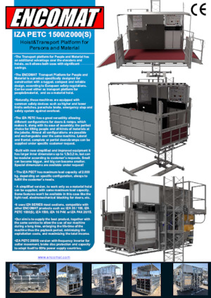 Stavební výtahy Encomat IZA PETC 1500