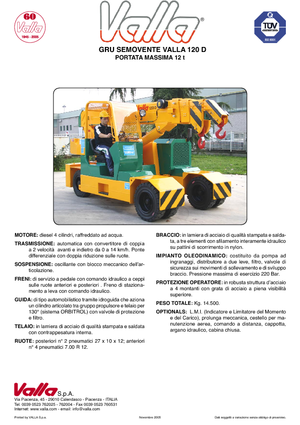 Průmyslové mobilní jeřáby Valla 120 D 