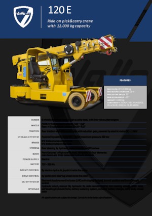 Průmyslové mobilní jeřáby Valla 120 E 