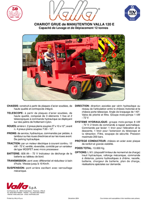Průmyslové mobilní jeřáby Valla 120 E 