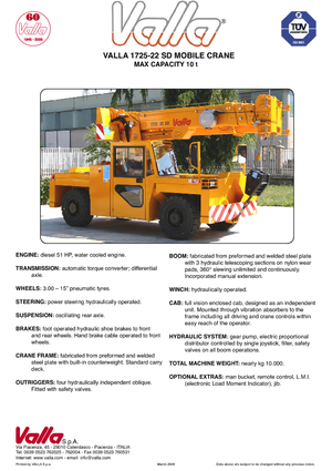 Průmyslové mobilní jeřáby Valla 1725-22 SD