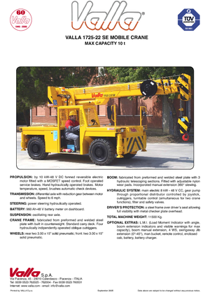 Průmyslové mobilní jeřáby Valla 1725-22 SE