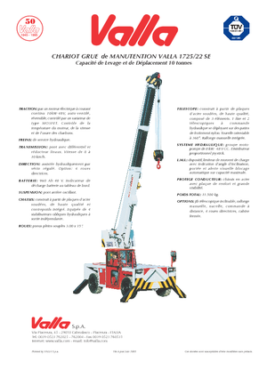 Průmyslové mobilní jeřáby Valla 1725-22 SE