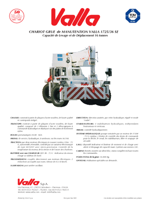 Průmyslové mobilní jeřáby Valla 1725-36 SE