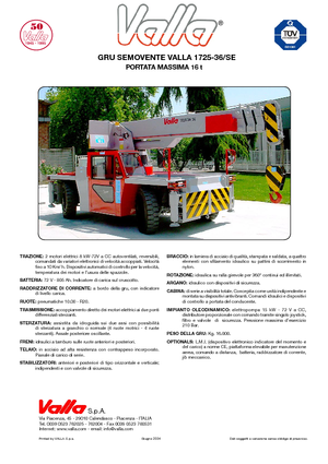 Průmyslové mobilní jeřáby Valla 1725-36 SE