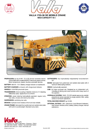 Průmyslové mobilní jeřáby Valla 1725-36 SE
